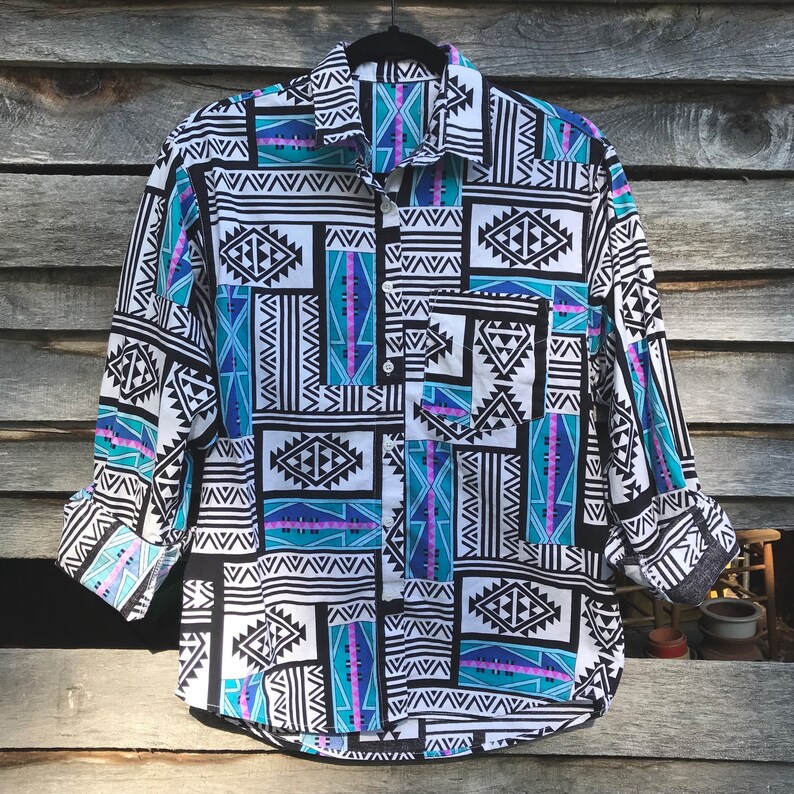 Vtg Rodeo shirt southwesterngeometric pattern SM