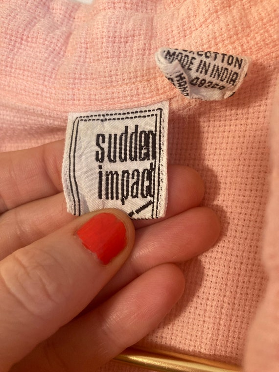 90's Sudden Impact Light Pink cropped boxy blouse… - image 5