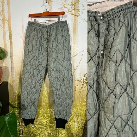 Pantalon homme taille 30 32 vtg epais matelasse matelasse armee vert sauge doublure en coton boutons pression GVC Etsy France