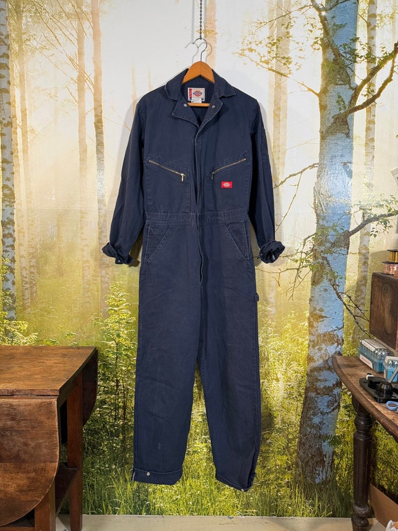 Vtg Dickies coveralls, navy blue, thicker cotton, 
