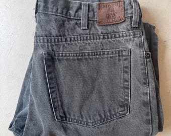 Vtg Lands End Olive Green Jeans Square Rigger, Made in USA, Size 34 regular