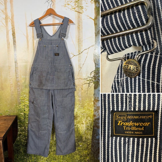 70's Sears Overalls With Tool Pouch, Hickory Striped, Distressed, Double Knee, Union Made, USA, Tri-blend Tradewear, Sz 38x28, Perma Prest - Etsy 70's Sears Overalls With Tool Pouch, Hickory Striped, Distressed, Double Knee, Union Made, USA, Tri-blend Tradewear, Sz 38x28, Perma Prest - Etsy