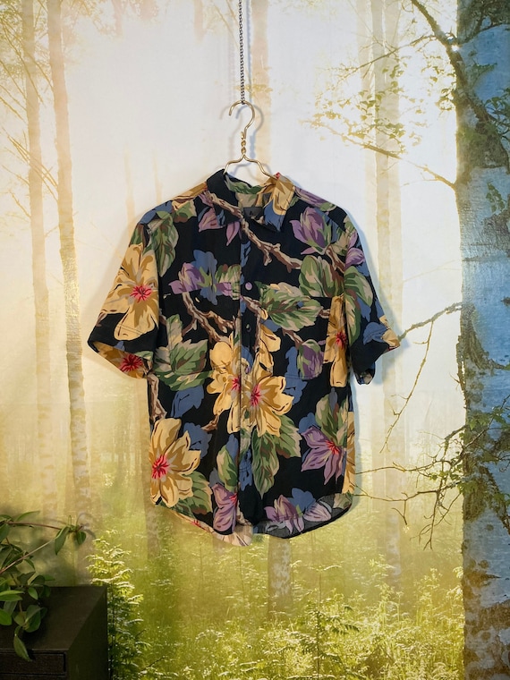 90's LizWear floral blouse, 100% rayon, EVC!