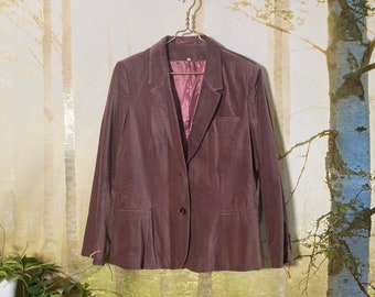 Sz M 70er Jahre Lavender Samt Blazer, Klassische Mode (Sears)