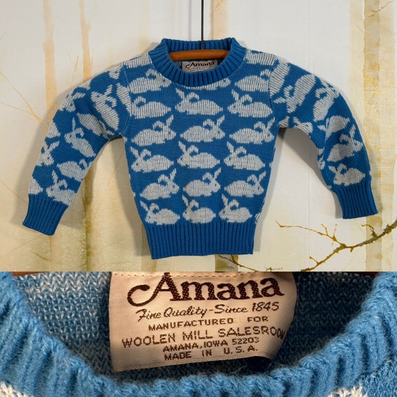 Sz 3T 70's Amana Woolen Mills Bunny sweater, made… - image 1