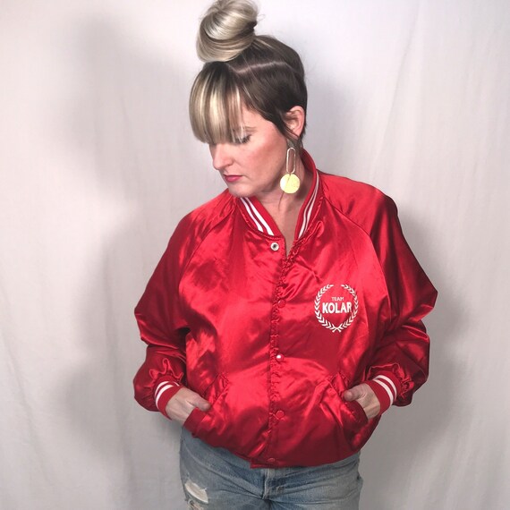 red baseball jacket