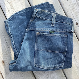 Vintage Ely jeans w/ hand embroidery, flowers and &quot;krapp&quot;, dark wash, boot cut, waist 28