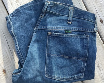 Vintage Ely Jeans, Hand Embroidered Flowers, Dark Wash, Waist 28