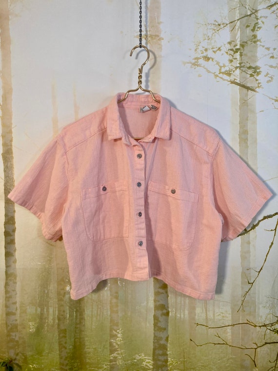 90's Sudden Impact Light Pink cropped boxy blouse… - image 2