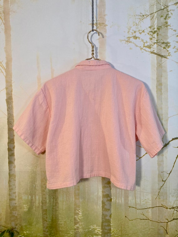 90's Sudden Impact Light Pink cropped boxy blouse… - image 6