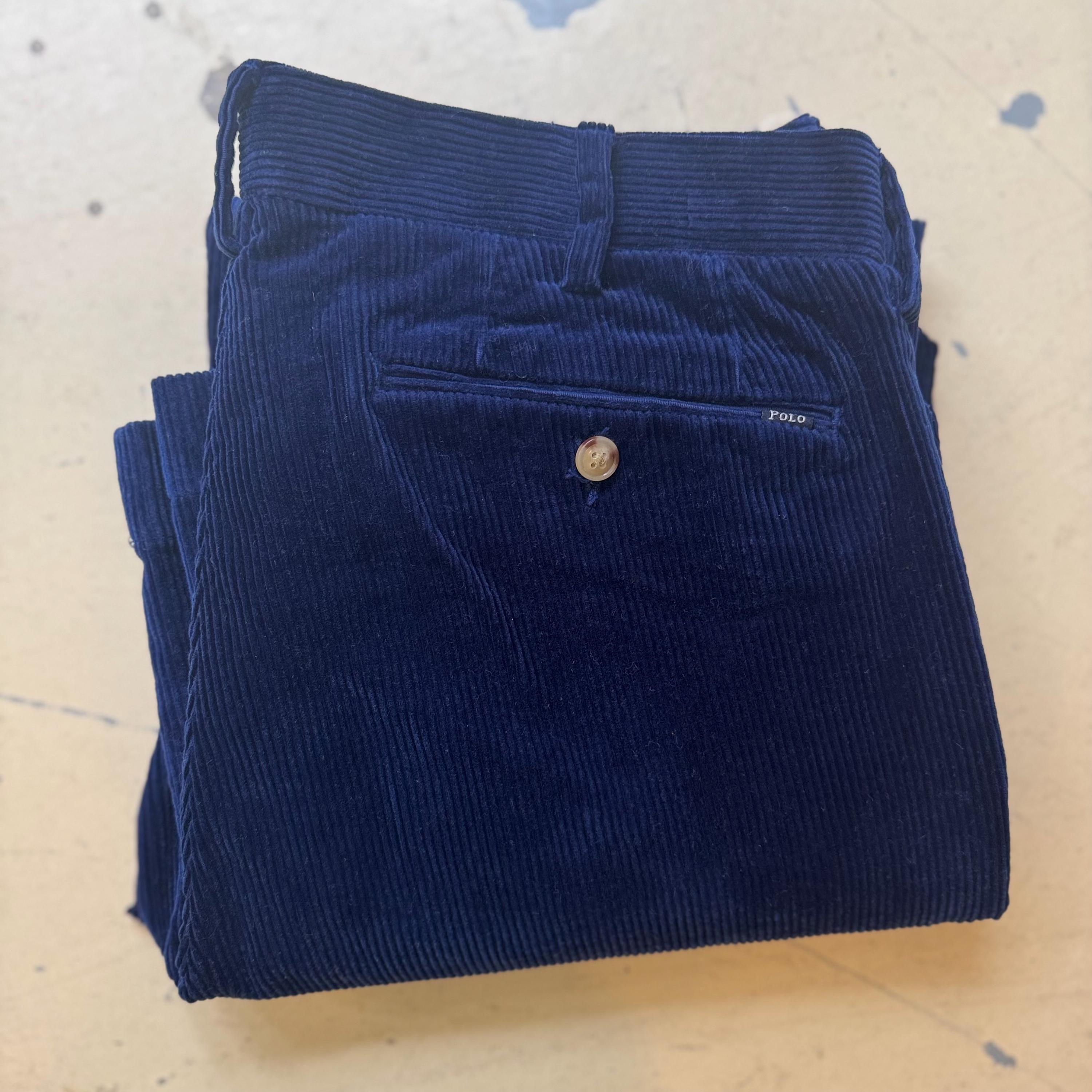 Vtg 1990's Polo Ralph Lauren Corduroy Trousers, Midnight Blue