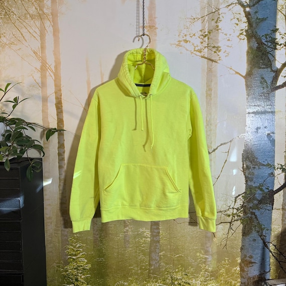 Vintage Neon Yellow Fruit of the Loom Hoodie, Size S - Etsy