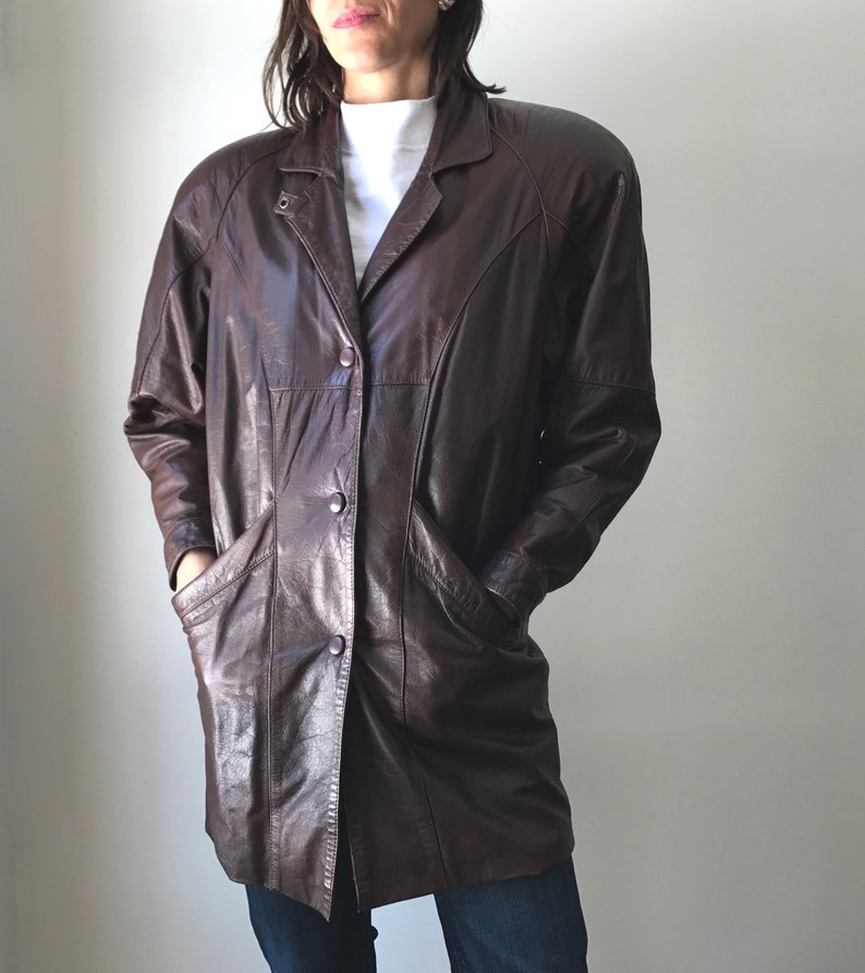 90 S Pelle Cuir Brown Leather Jacket Removeable Image 0