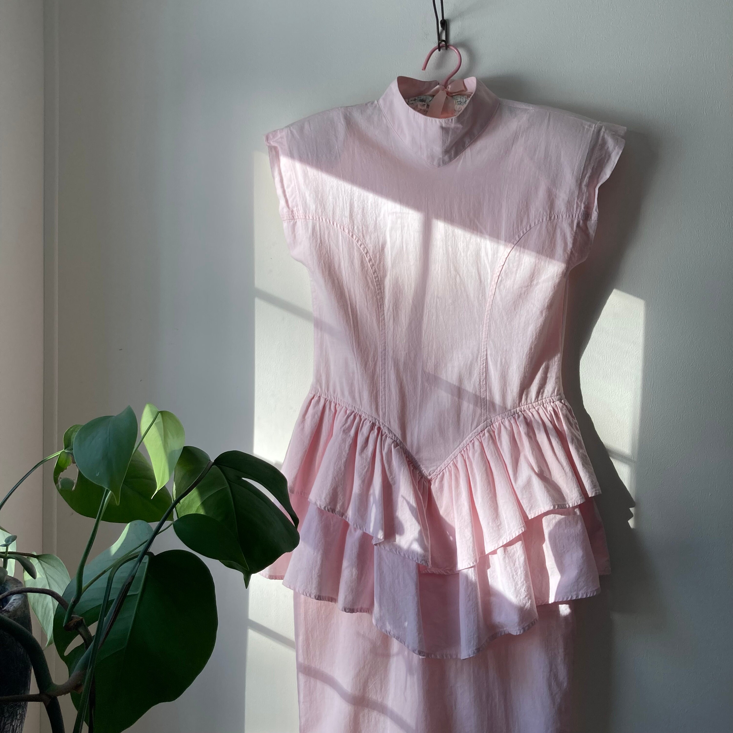 1980s Pink Plaid Dress by Dawn Joy | XS/S