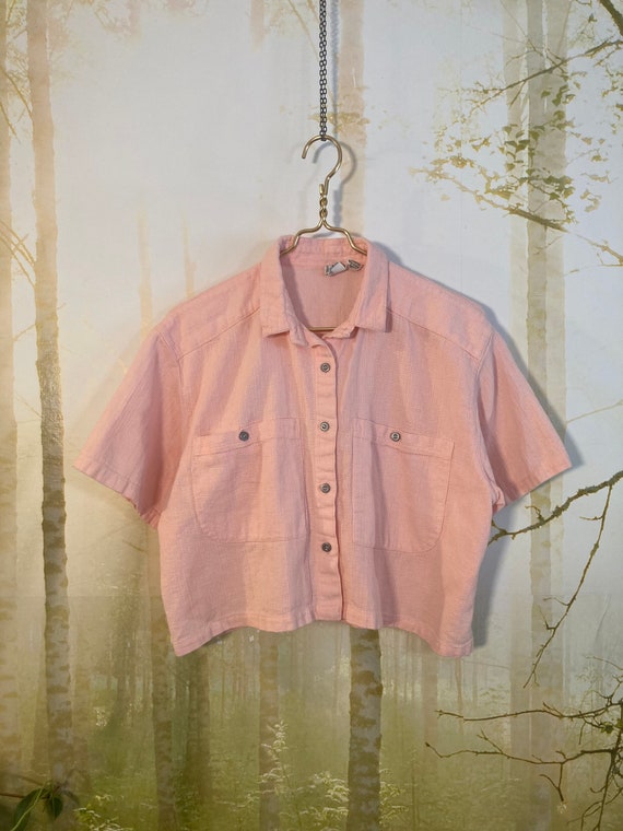90's Sudden Impact Light Pink cropped boxy blouse… - image 3