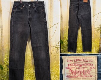 33x36 90's Vtg 501 Levi's, black, (32 x 35 actual measurements), 100% cotton!