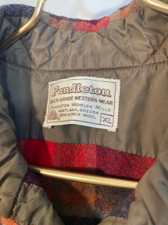 70's Pendleton Western wear, wool pearl snap plai… - image 4