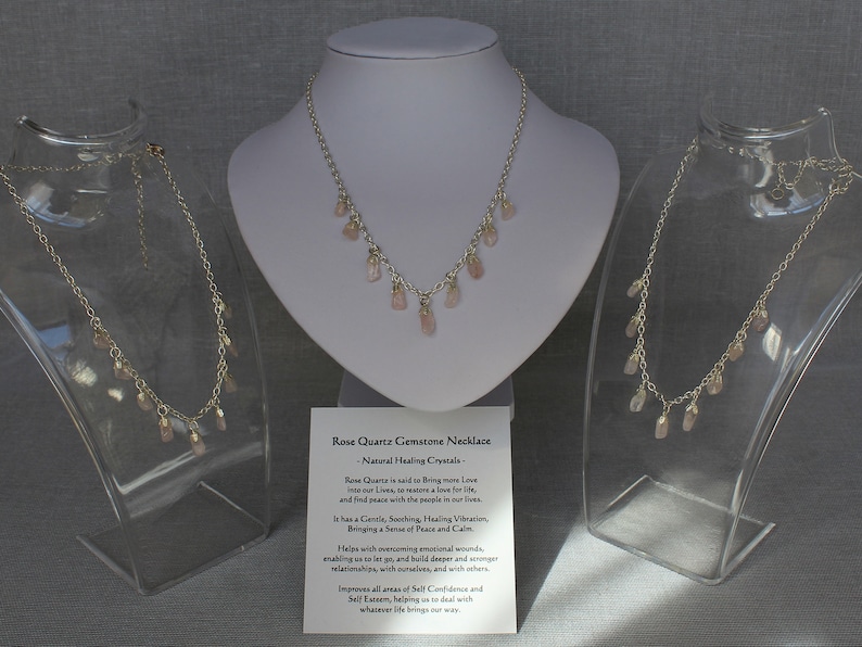 Bohemian Style Rose Quartz Necklace Hipster Style Gemstone Necklace Gypsy Style Crystal for Love
