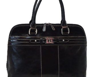 Giani Bernini Black Genuine Leather Handbag – Crossbody Strap Silver Hardware