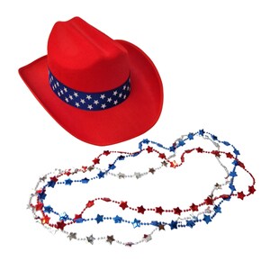 Childrens Patriotic Cowboy Hat and Star Necklaces