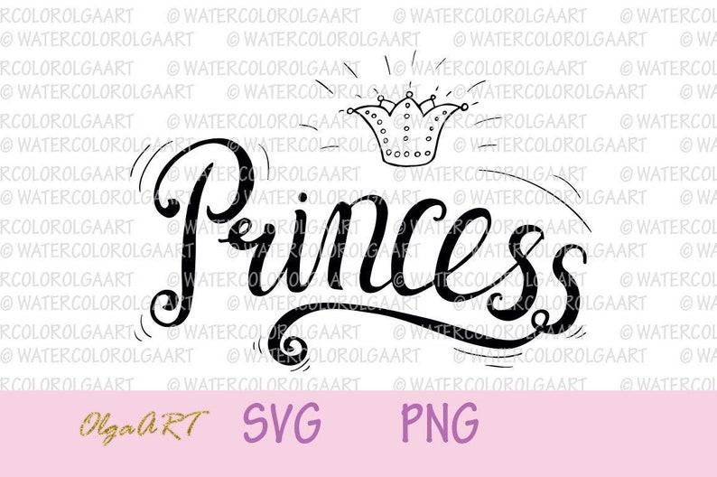 Download Princess Lettering And The Crown Svg Lettering Png Small Etsy