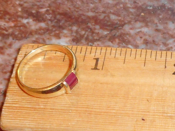 14k Ring Emerald Cut Ruby's Size 6 - image 7