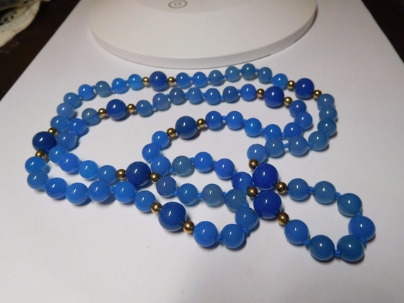 31 inch length Dyed Blue Chalcedony Quartz 8.0 mm… - image 9