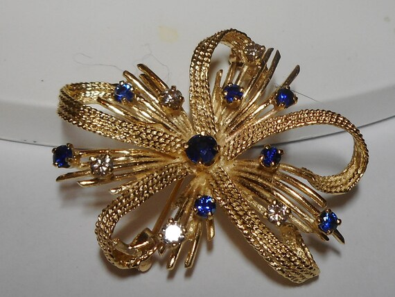 14k Pendant Diamond Sapphire Brooch Pin Pendant - image 6