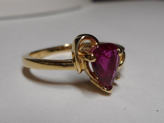 Ruby Gemstone Diamond Ring Size 7 - image 2