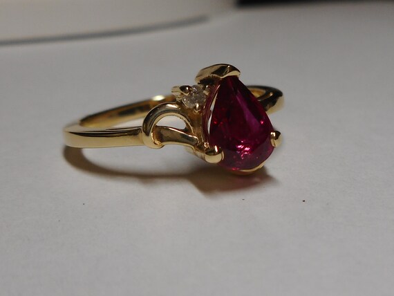 Ruby Gemstone Diamond Ring Size 7 - image 6