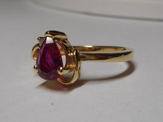 Ruby Gemstone Diamond Ring Size 7 - image 5