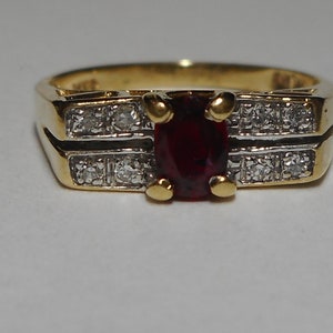 Natural Ruby Gemstone Diamond Ring Size 4 3/4 14k