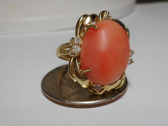 Ring 14k Natural Un-dyed Angel-Skin Pink Coral Di… - image 4