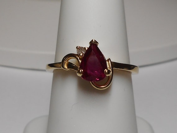 Ruby Gemstone Diamond Ring Size 7 - image 1
