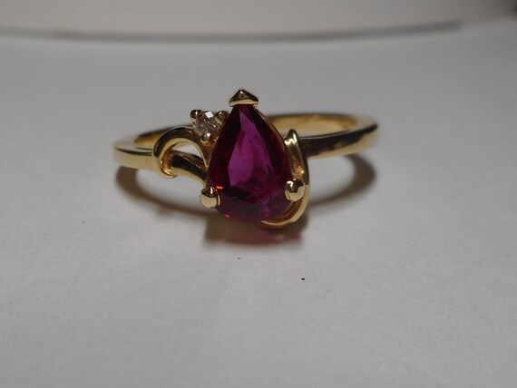 Ruby Gemstone Diamond Ring Size 7 - image 8