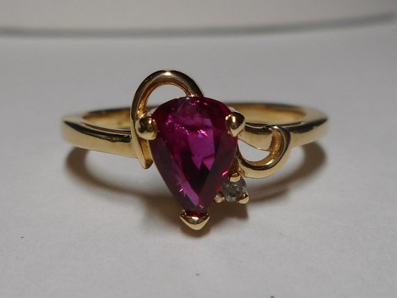 Ruby Gemstone Diamond Ring Size 7 - image 7