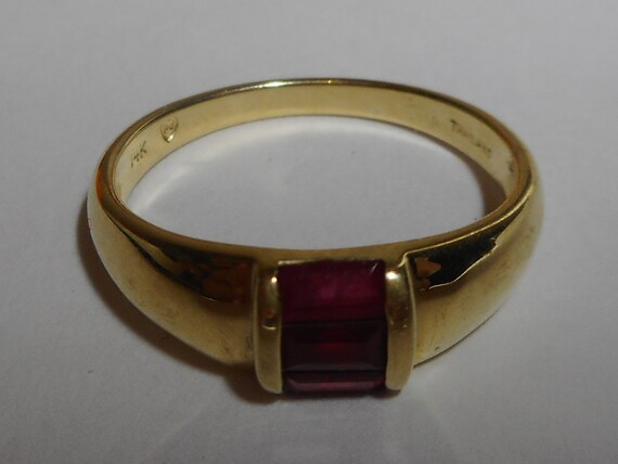 14k Ring Emerald Cut Ruby's Size 6 - image 9