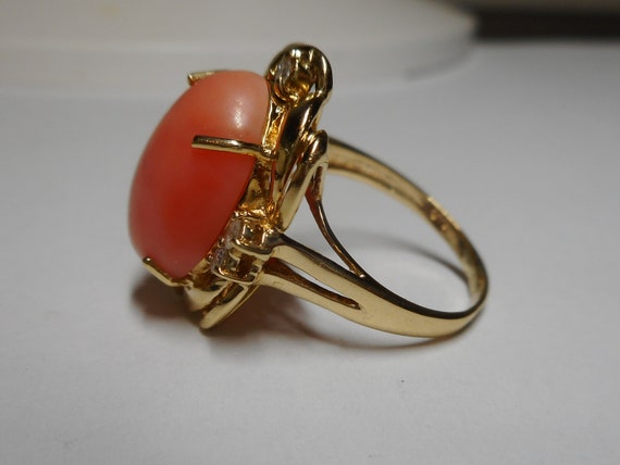 Ring 14k Natural Un-dyed Angel-Skin Pink Coral Di… - image 5