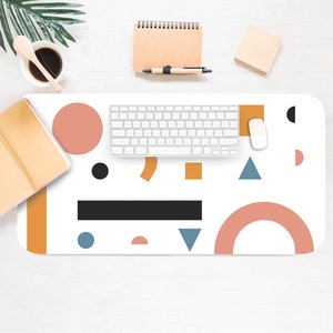 Doodle Shapes Pattern Desk Mat, Desk Accessory, Cute Workspace, Trendy Workspace, Abstract Art, Trendy Pattern, Cute Desk Topper, Desk Pad