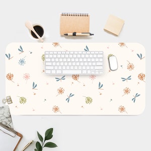 Dragonflies Print Desk Mat, Aesthetic Desk Accessory, Cute Workspace, Trendy Workspace, Boho Desk, Boho Chic, Cute Desk Topper, Desk Pad