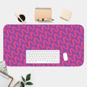 Squiggle Desk Mat, Aesthetic Desk Accessory, Cool Workspace, Trendy Workspace, Chic, Cool Desk, Desk Pad, Abstract Art, Cool Desk Mat