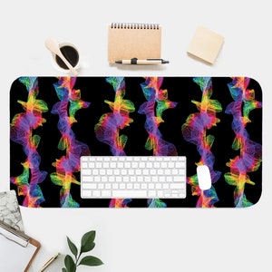 Rainbow Mesh Pattern Desk Mat, Desk Accessory, Cool Workspace, Trendy Workspace, Abstract, Trendy Pattern, Cute Desk Topper, Desk Pad