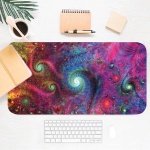 Acid Fractals Desk Mat, Cute Desk Accessory, Boho Workspace, Cool Workspace, Trendy Desk, Gamer Desk, Cute Desk Topper, Desk Pad, Trippy Art