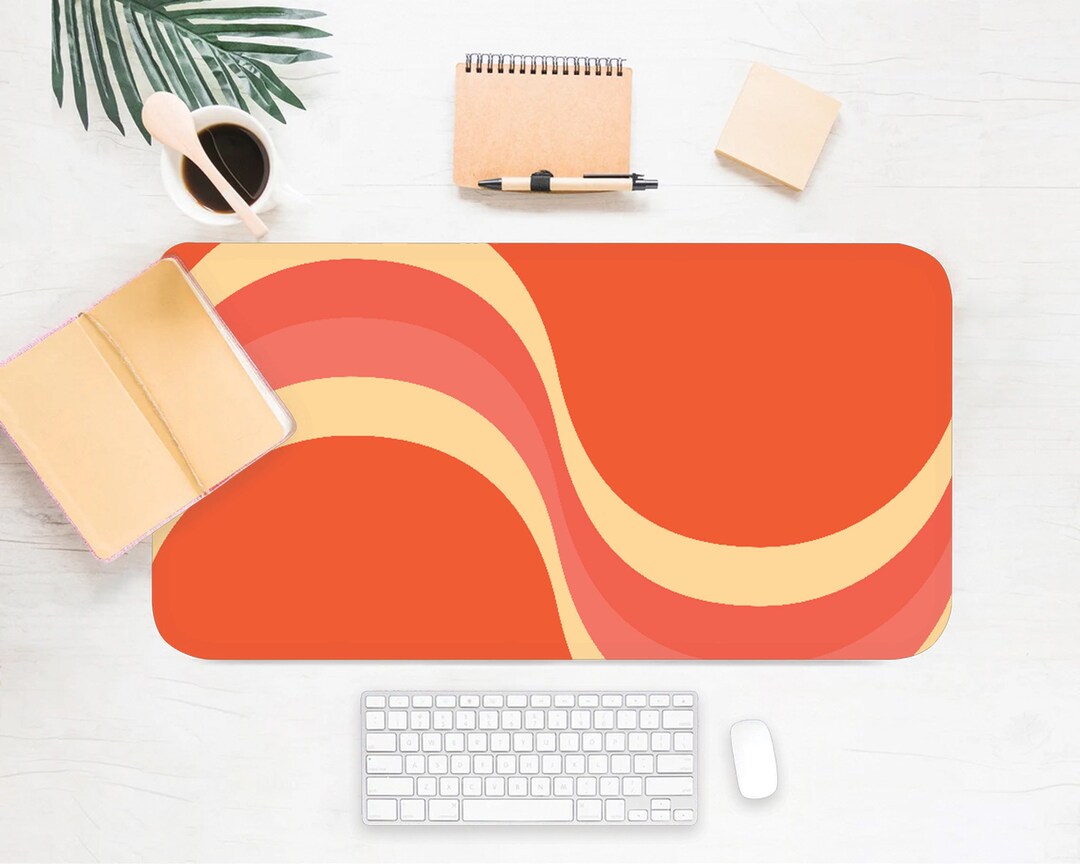 70s Mod Print Desk Mat, Desk Accessory, Cute Workspace, Trendy