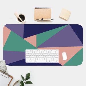 Triangle Block Print Desk Mat, Aesthetic Desk Accessory, Cute Workspace, Trendy Workspace, Girl Desk, Boho Chic, Cute Desk Topper Artsy