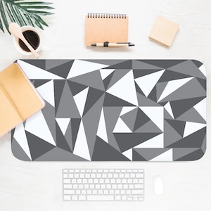 Abstract Triangles Print Desk Mat, Aesthetic Desk Accessory, Workspace, Trendy Workspace, Gamer Desk, Chic, Desk Topper, Desk Pad, Trippy