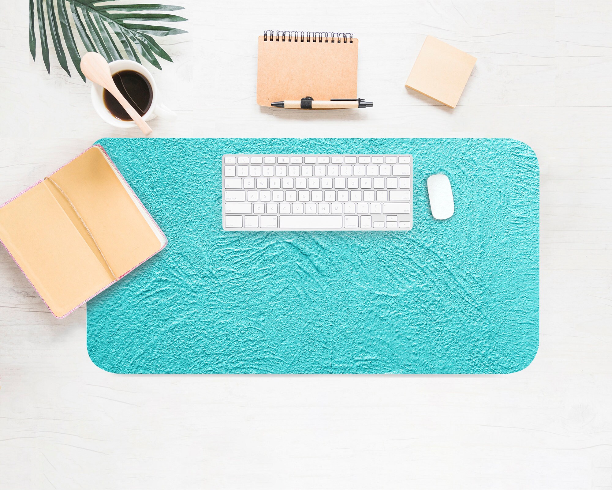 Teal Organic Diamonds Desk Mat