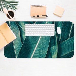 Tropical Leaves Desk Mat, Tropical Desk Accessory, Trendy Workspace, Trendy Desk, Boho Desk, Cute Desk Topper, Pretty Desk Pad