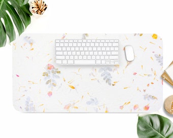 Pressed Flowers Desk Mat: Boho Workspace Accessory