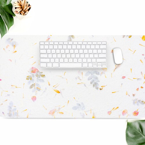 Pressed Flowers Desk Mat Boho Desk Accessory Cute Workspace Etsy